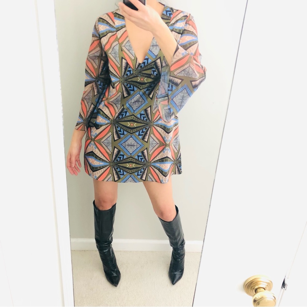 Maac London Moat 70's Boho Hippies style bold graphic print dress or tunic top